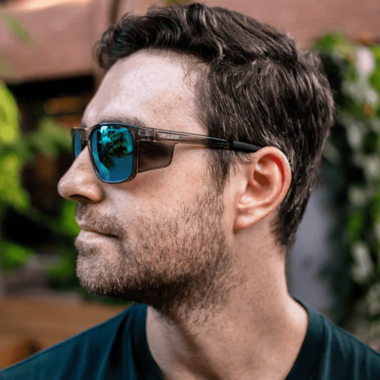 Riley Navigator X Safety Sunglasses – Green Mirror Revo, Smoked Frame, Anti-Fog/Anti-Scratch