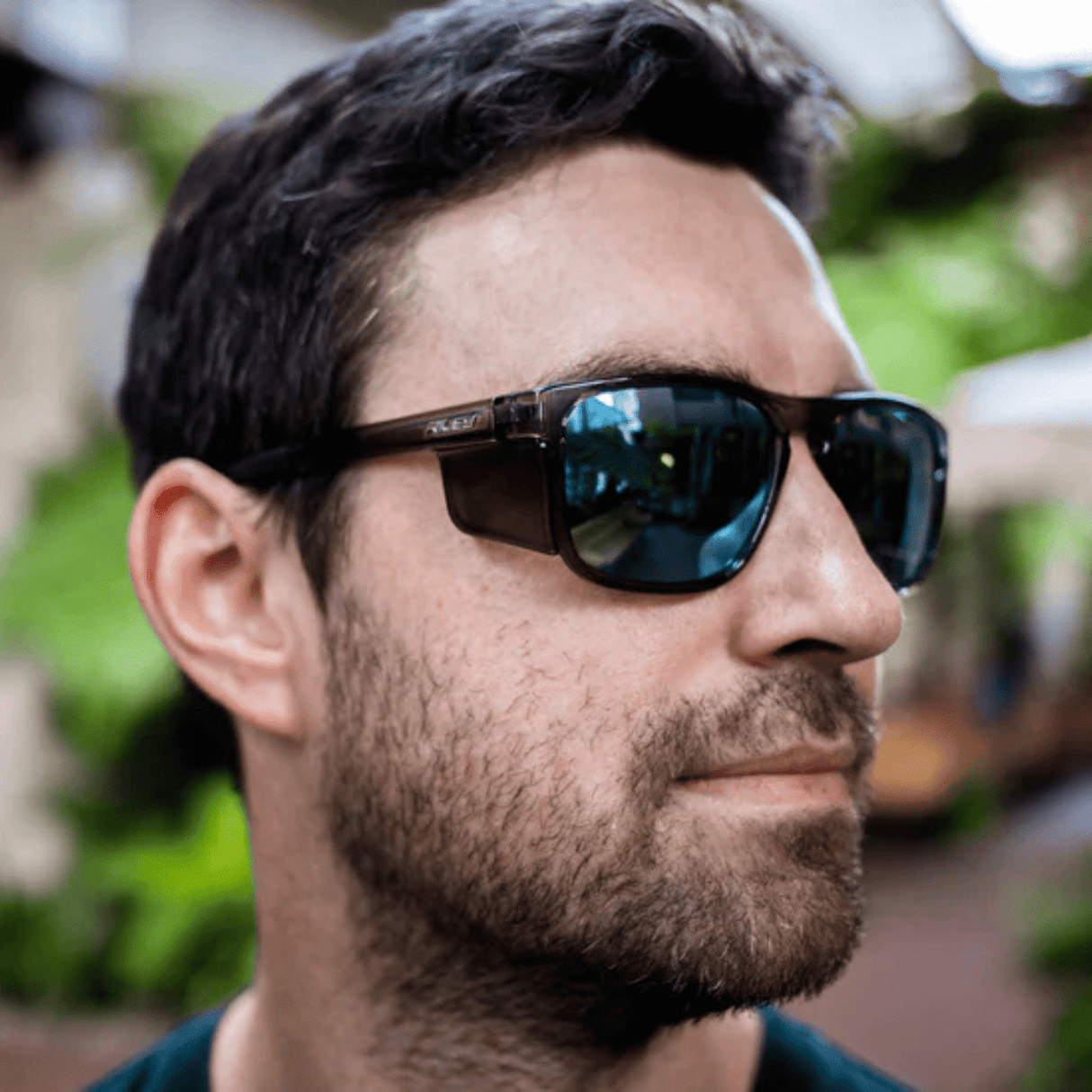 Riley Navigator X Safety Sunglasses – Blue Mirror Revo, Smoked Frame, Anti-Fog/Anti-Scratch