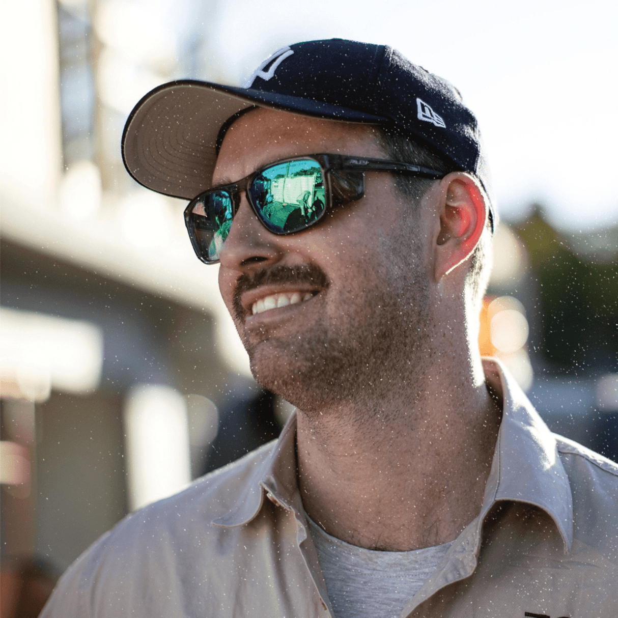 Riley Navigator X Safety Sunglasses – Green Mirror Revo, Smoked Frame, Anti-Fog/Anti-Scratch