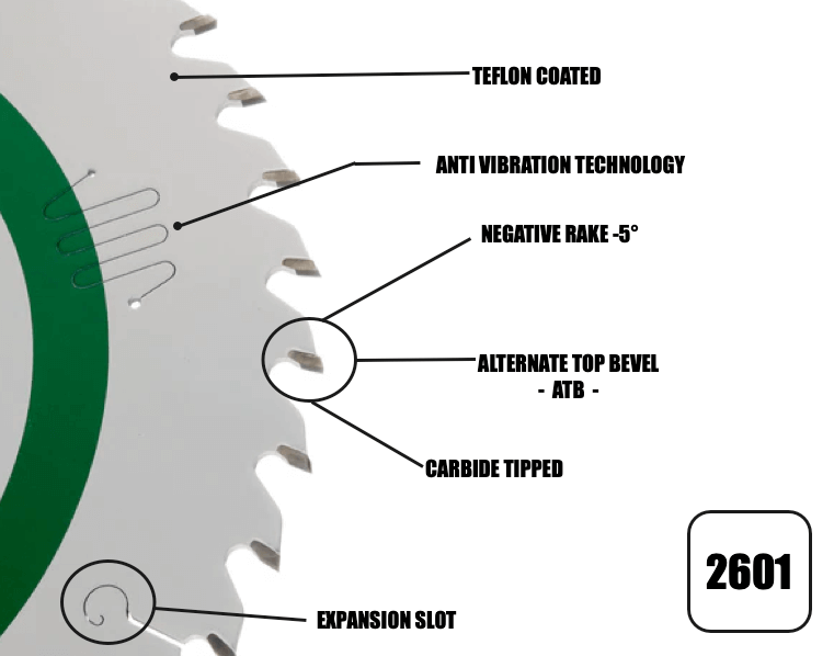 260mm x 30mm x 2.4mm 40 Tooth ATB (Neg Rake) Kapex KS120 Circular Saw Blade - 2601