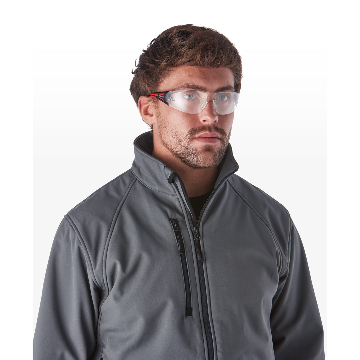 RILEY Stream Red Frameless Metal-Free Safety Glasses with Clear Lens