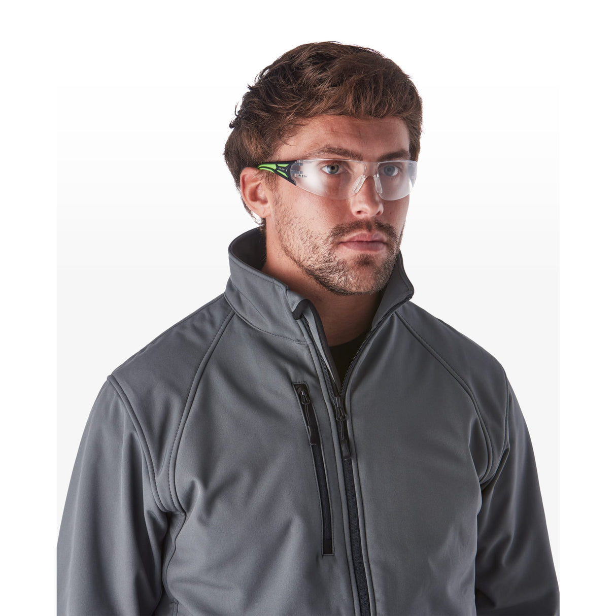 RILEY Stream Green Frameless Metal-Free Safety Glasses with Clear Lens