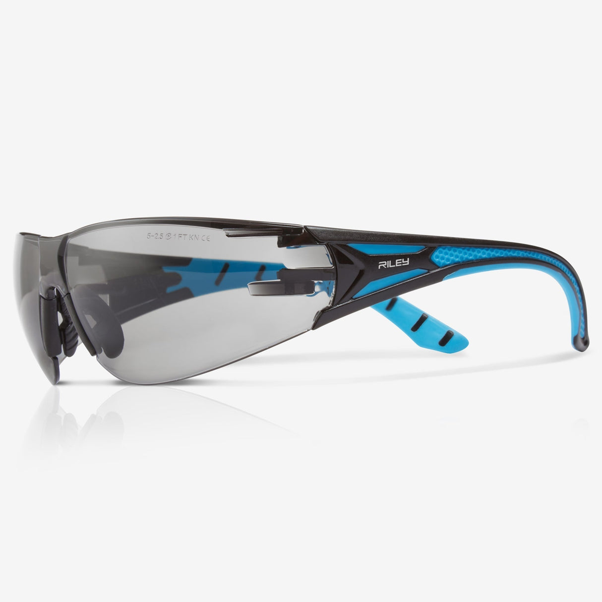 Riley Stream Blue Safety Glasses – Grey Lens, Frameless, Metal-Free, Anti-Fog