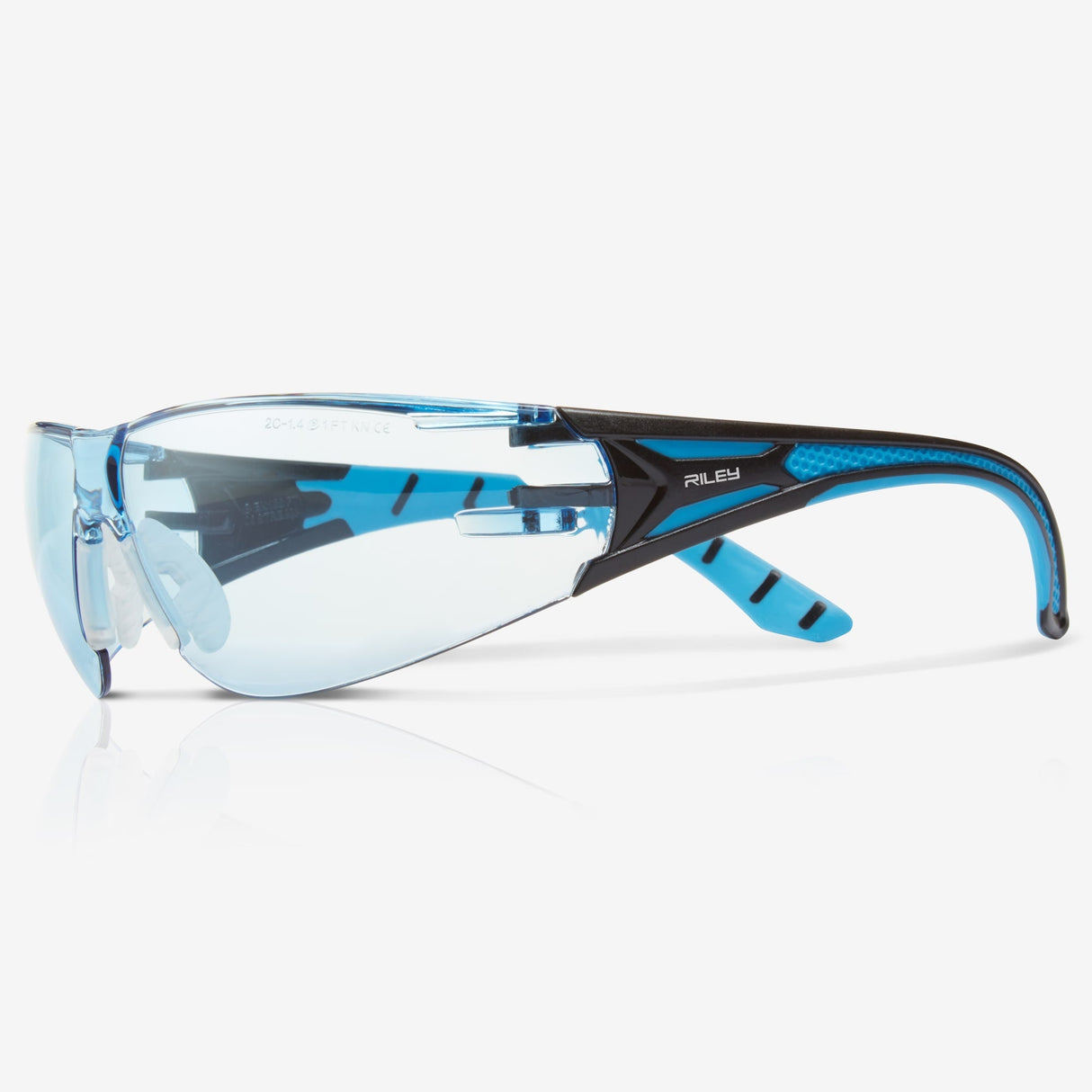 Riley Stream™ Blue – Frameless, Metal-Free Safety Glasses (Blue Tint, Anti-Fog)