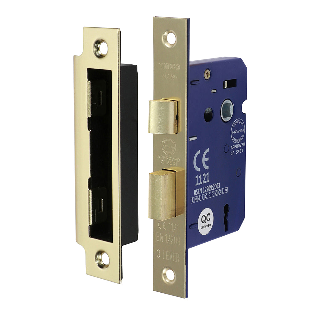 3 Lever Mortice Sashlock – Electro Brass (65mm Case / 45mm Backset)