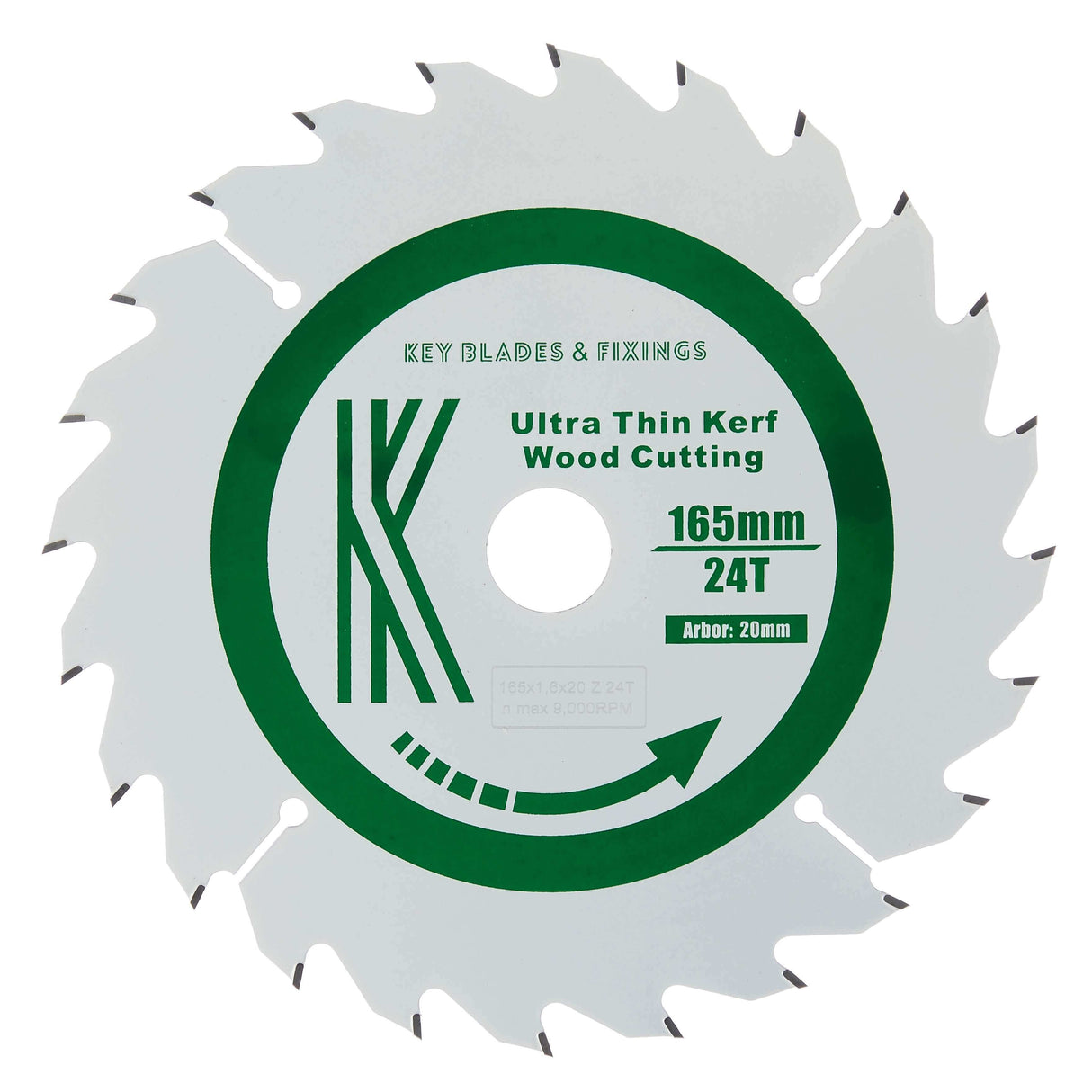 165mm x 20mm x 1.6mm 24 Tooth Track/Circular Saw Blade - 4001