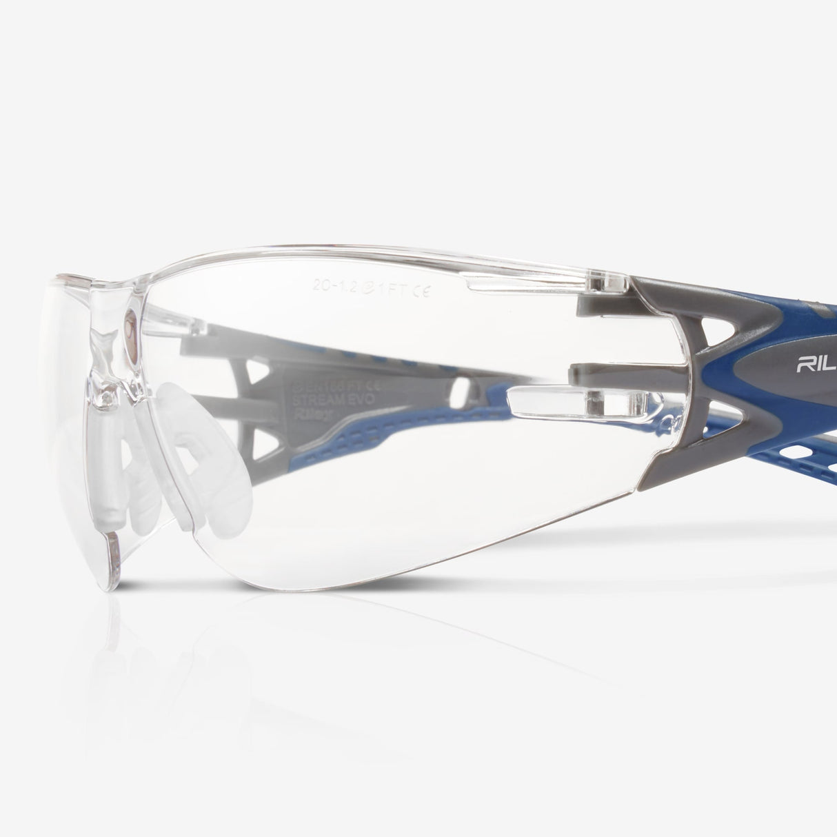 Riley Stream Evo Eco Safety Glasses – Clear Lens, Anti-Fog, Wrap-Around, Metal-Free
