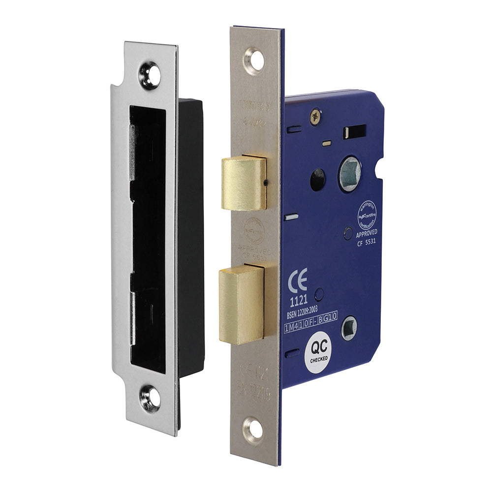 Bathroom Door Lock (Thumbturn) – Satin Nickel (65mm Case / 45mm Backset)