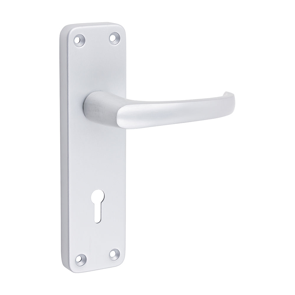 Contractors Lever Lock Door Handle – Satin Anodised Aluminium - 154 × 40