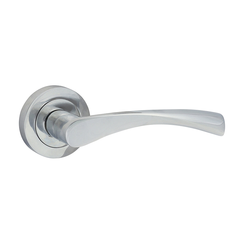 Edleston Lever on Rose Door Handle – Polished Chrome - 51mm