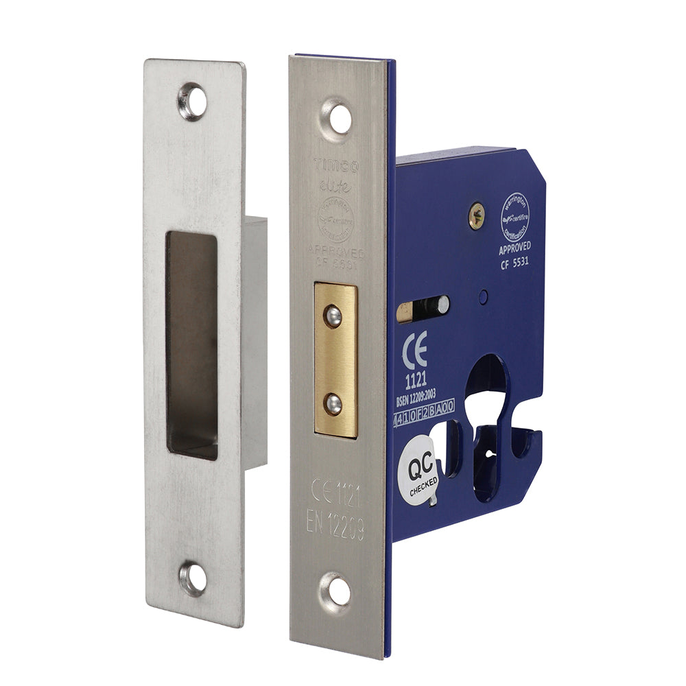 Euro Profile Mortice Deadlock – Satin Nickel (66mm Case / 45mm Backset)