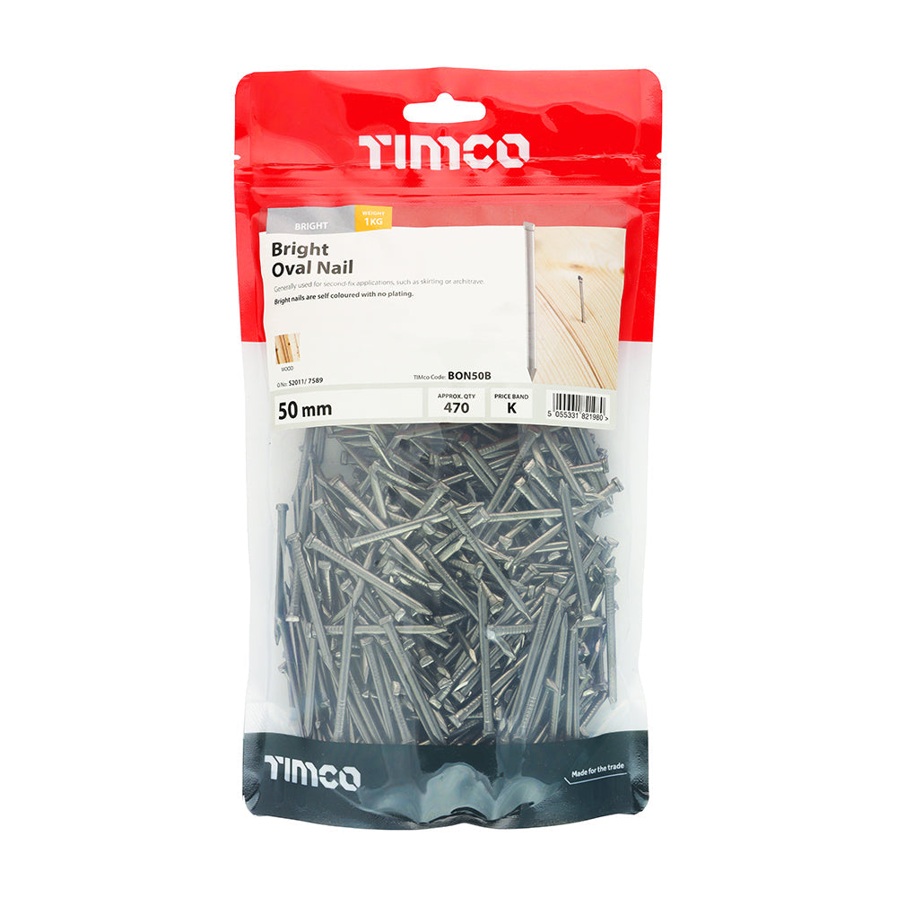 Oval Nails – Bright – 1kg Bags