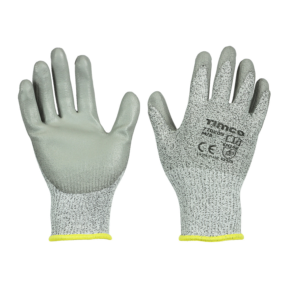 PU-Coated Cut Level 3 Gloves - HPPE and Glass Fibre Liner - Double PU Palm