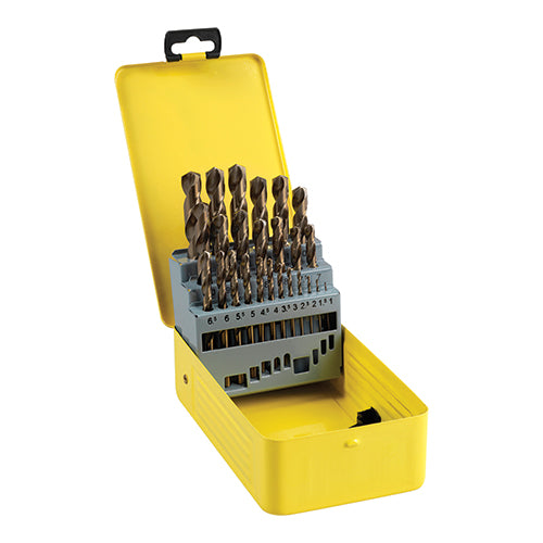 Professional HSS Cobalt Jobber Drill Set – 25 Piece Ground Drills (M35)