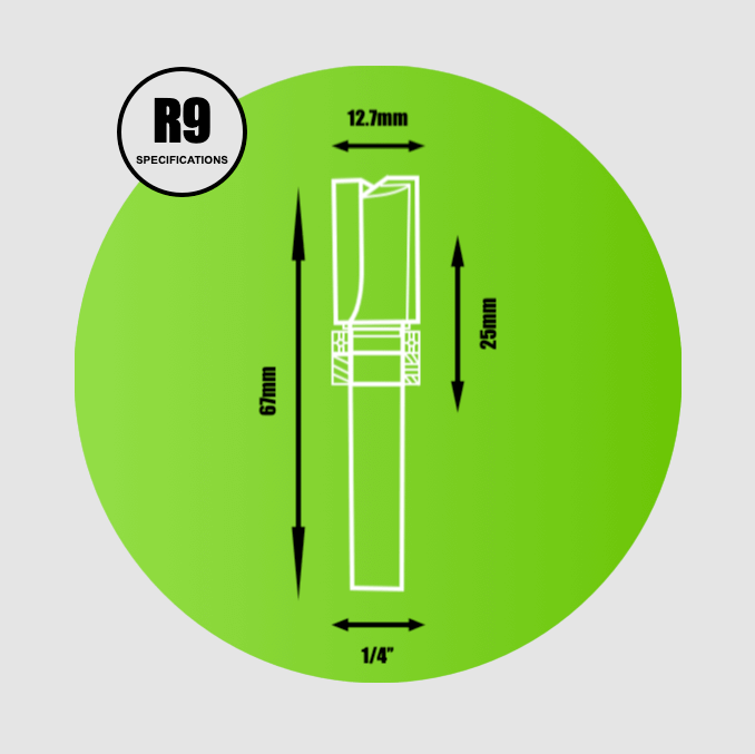 Key Blades Router Cutter 1/4" x 12mm x 25.4mm Top Bearing Cutter - R9