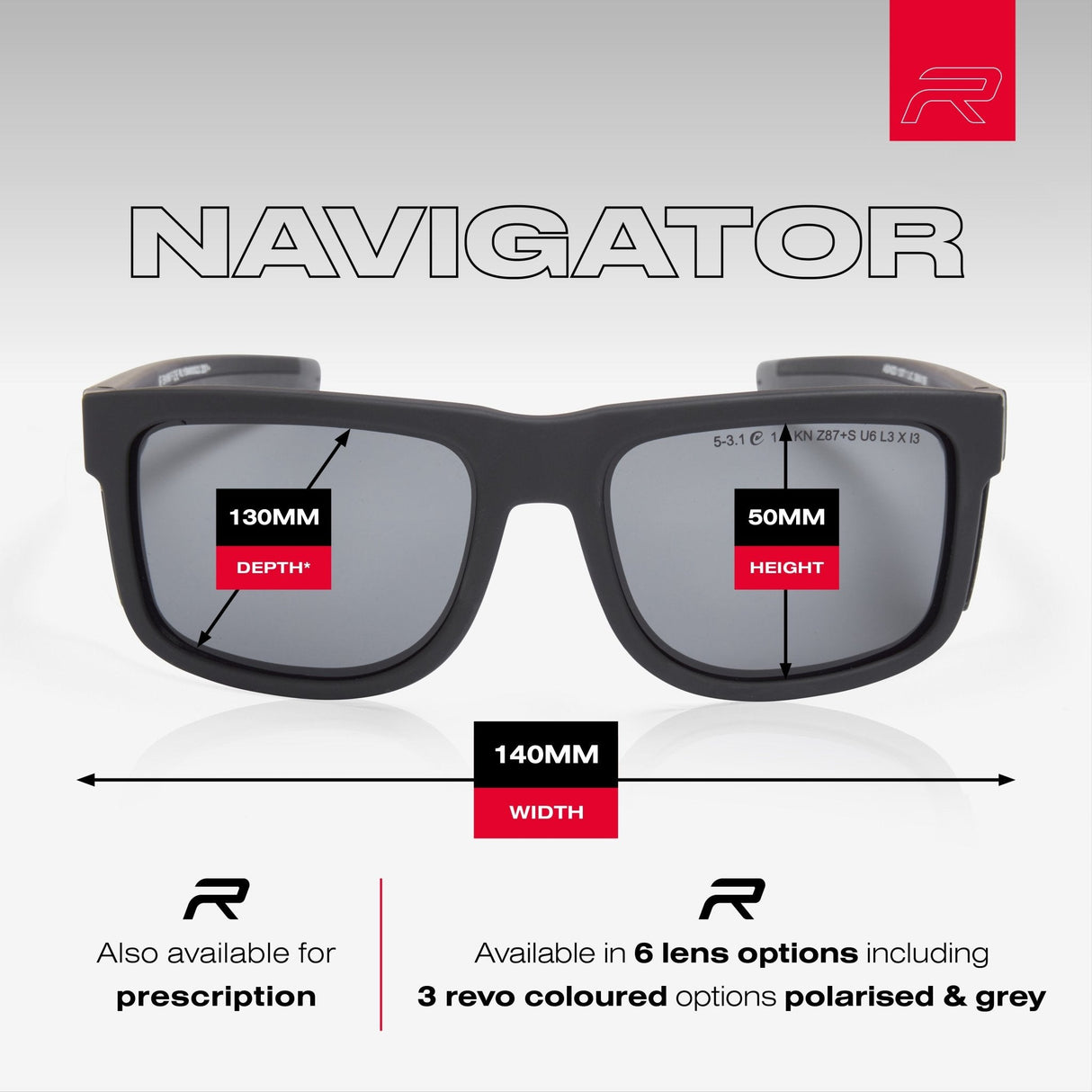 RILEY Navigator Anti-Scratch Safety Sunglasses with Grey Lens