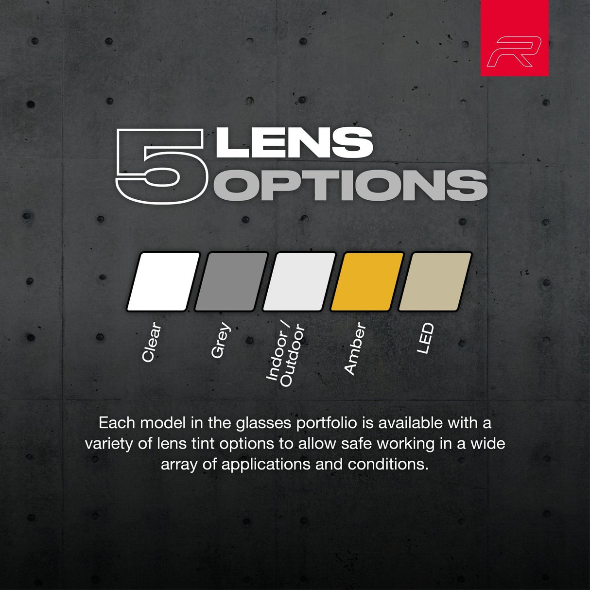 RILEY Stream Red Frameless Metal-Free Safety Glasses with LED Light Protective Lens