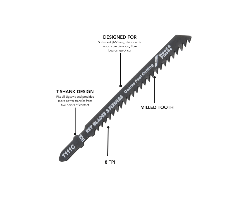 Key Blades T111C Jigsaw Blades 5 Pack - 1133