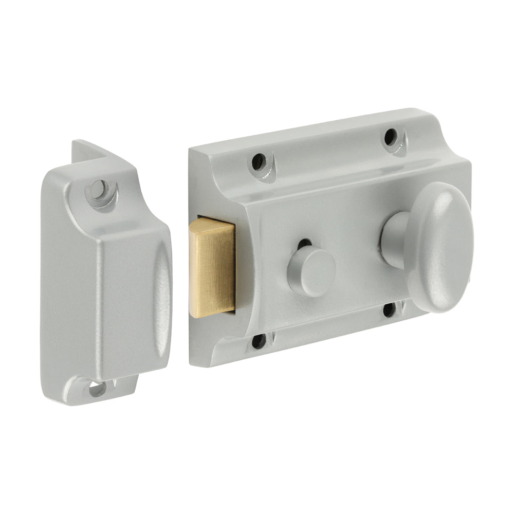 Traditional Nightlatch – Silver (91mm Case / 60mm Backset)
