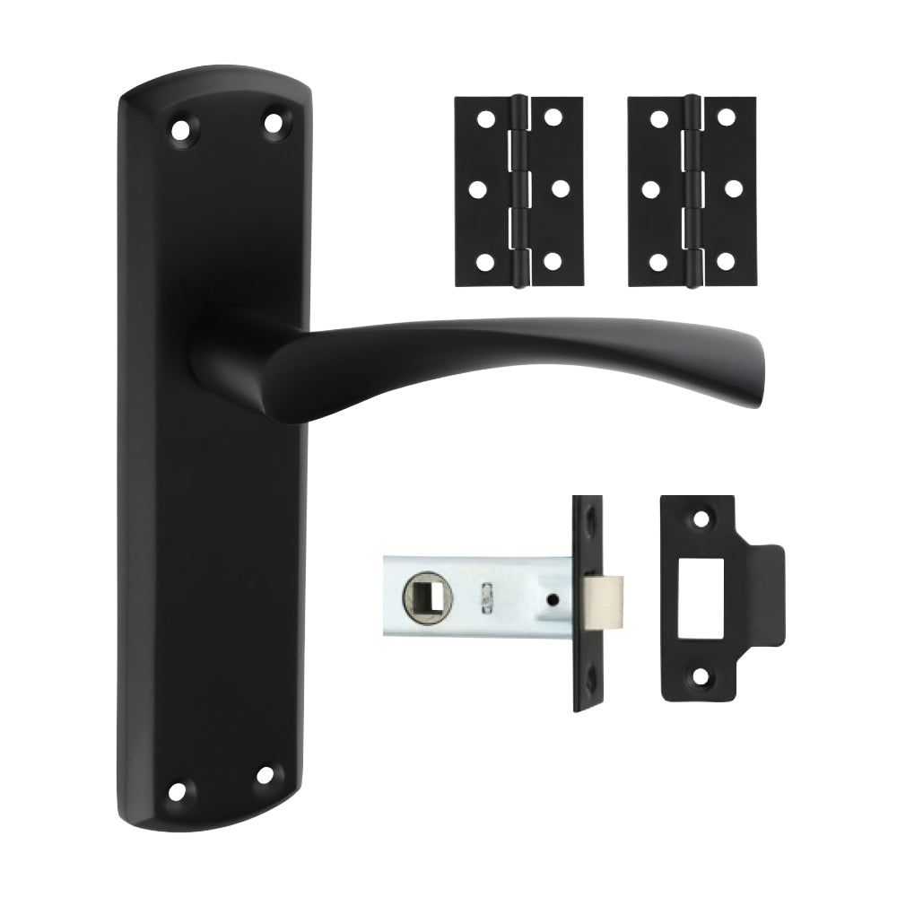 Zeta Latch Door Pack – Matt Black (Door Handle / Hinges / Latch)