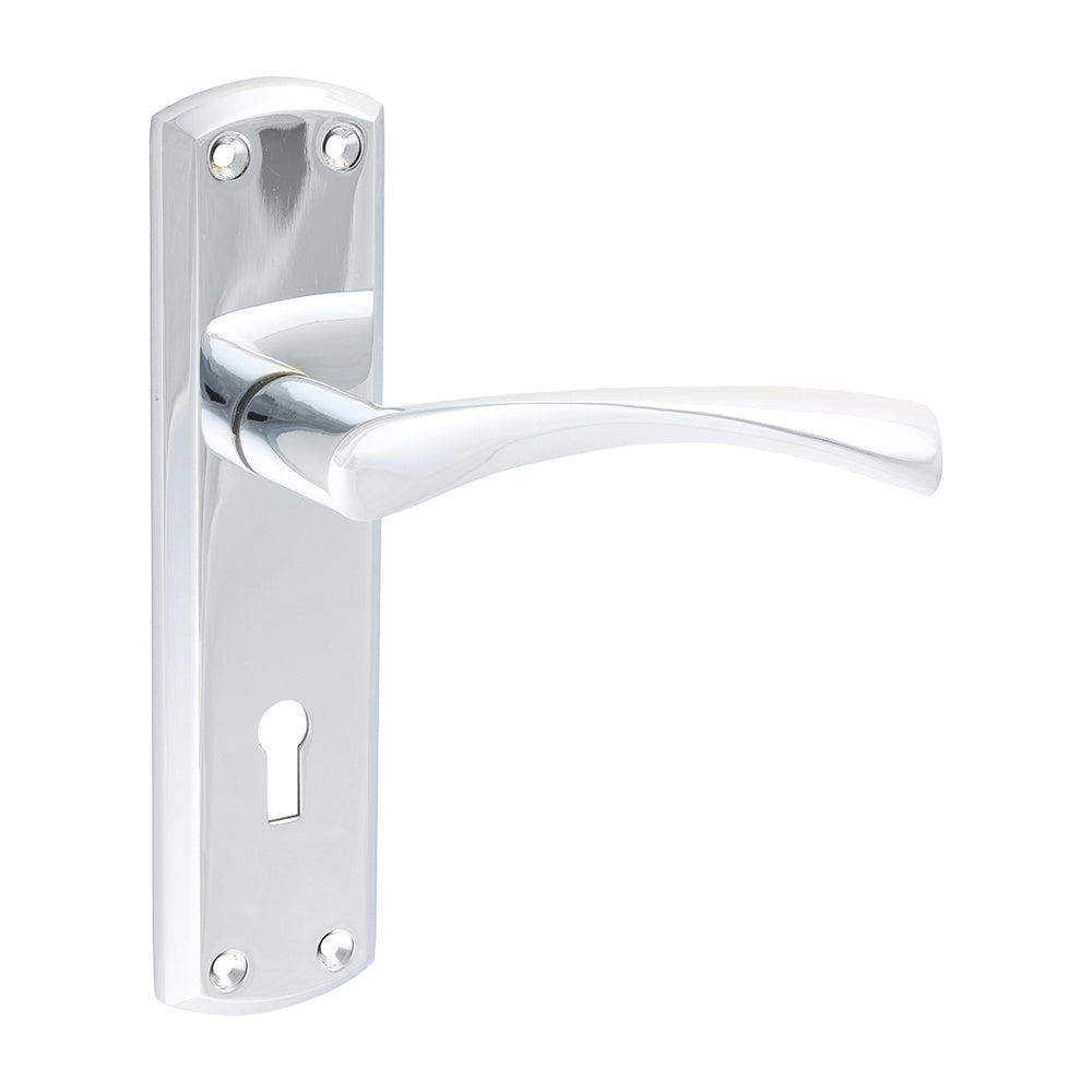 Zeta Lock Door Handle – Polished Chrome - 175 × 45