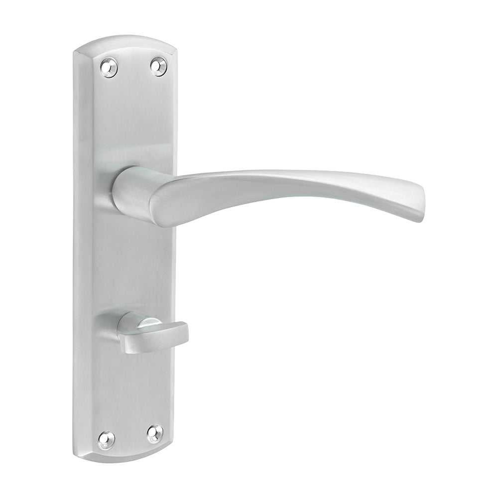 Zeta Bathroom Thumb Turn Door Handle – Satin Chrome - 175 × 45
