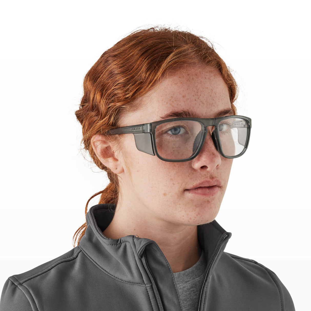 Riley Navigator X Safety Glasses – Clear Lens, Smoked Frame, Anti-Fog/Anti-Scratch