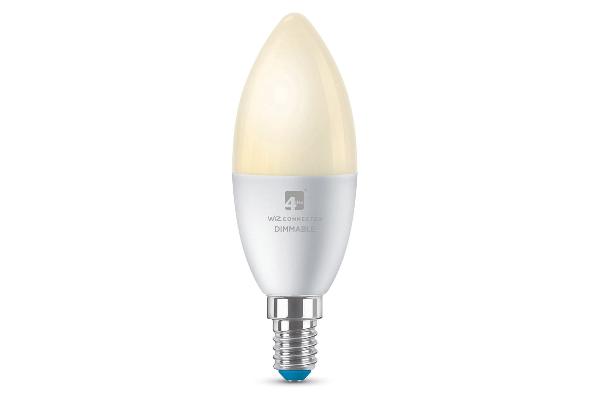 4lite WiZ Connected C37 Candle Dimmable Warm White WiFi LED Smart Bulb - E14 Small Screw
