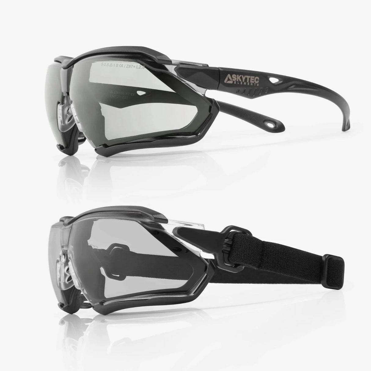 SKYTEC ELEMENTS EME21 Anti Scratch Anti Fog Sports Style Hybrid Spoggles Safety Glasses & Protective Goggles Combination with Grey Tint Lens