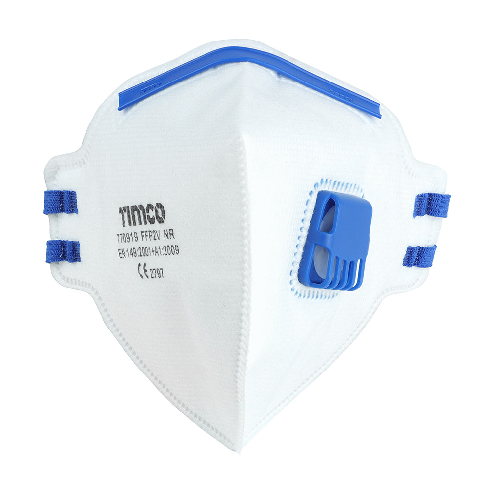 Timco FFP2 Fold‑Flat Mask with Valve – One Size (Box of 10)