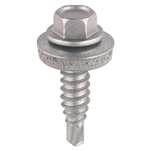 TIMCO Metal Construction Stitching Screws – For Sheet to Sheet – Hex – EPDM Washer – Self-Drilling – Exterior – Silver Organic