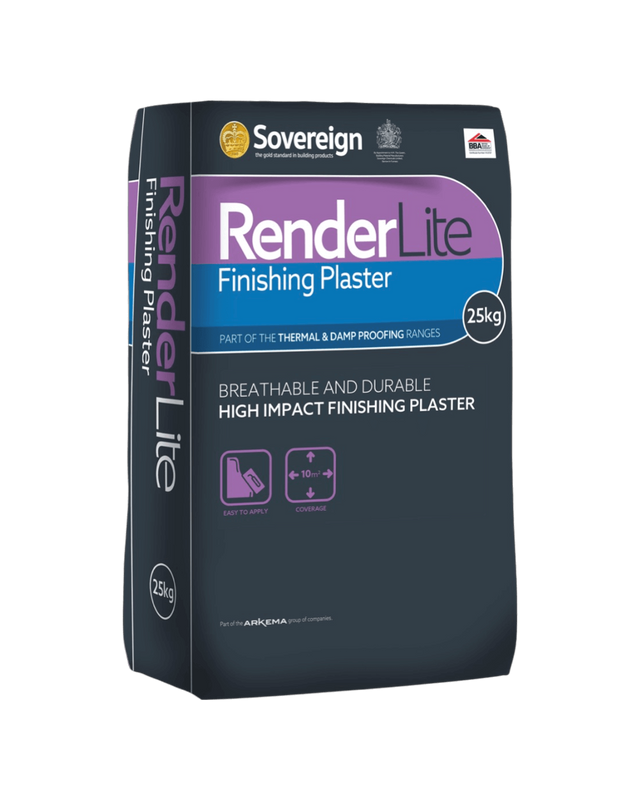 Sovereign Renderlite Finish Plaster - Breathable Finish Plaster for Damp-Proofed Walls