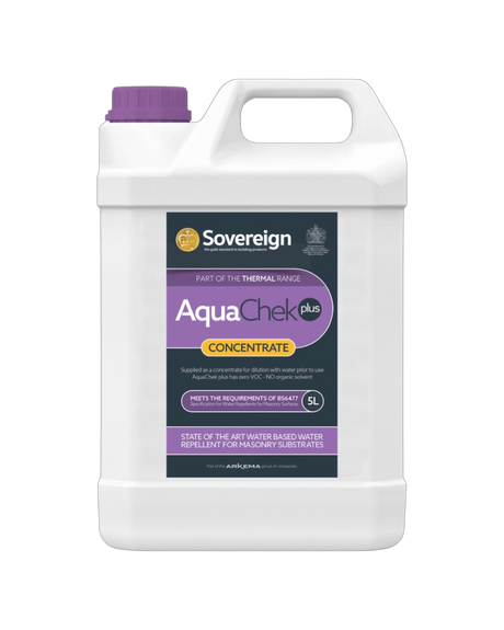 Sovreign AquaChek Plus 5L is a VOC-free, water-based masonry water repellent