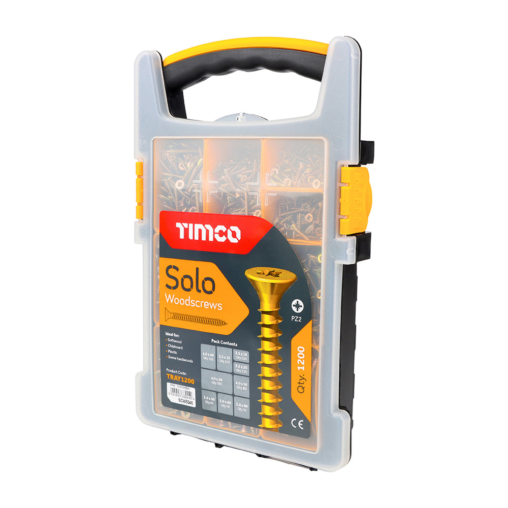 TIMCO Solo Chipboard & Woodscrews – Mixed Tray – PZ – Double Countersunk – Yellow