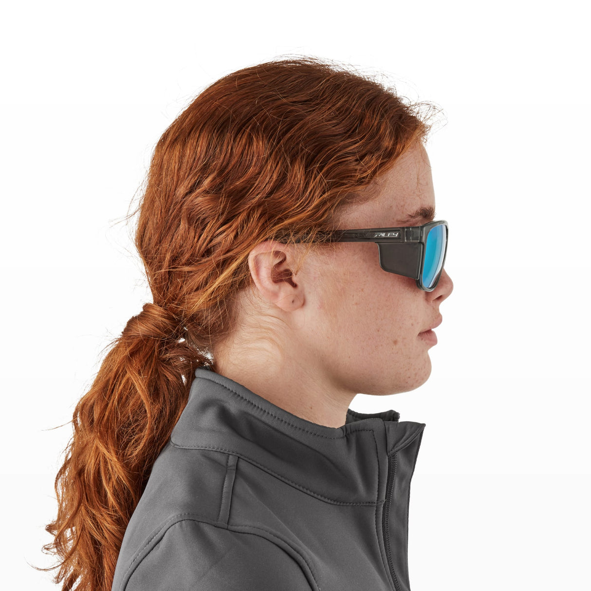 Riley Navigator X Safety Sunglasses – Blue Mirror Revo, Smoked Frame, Anti-Fog/Anti-Scratch