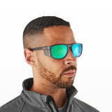 Riley Navigator X Safety Sunglasses – Green Mirror Revo, Smoked Frame, Anti-Fog/Anti-Scratch