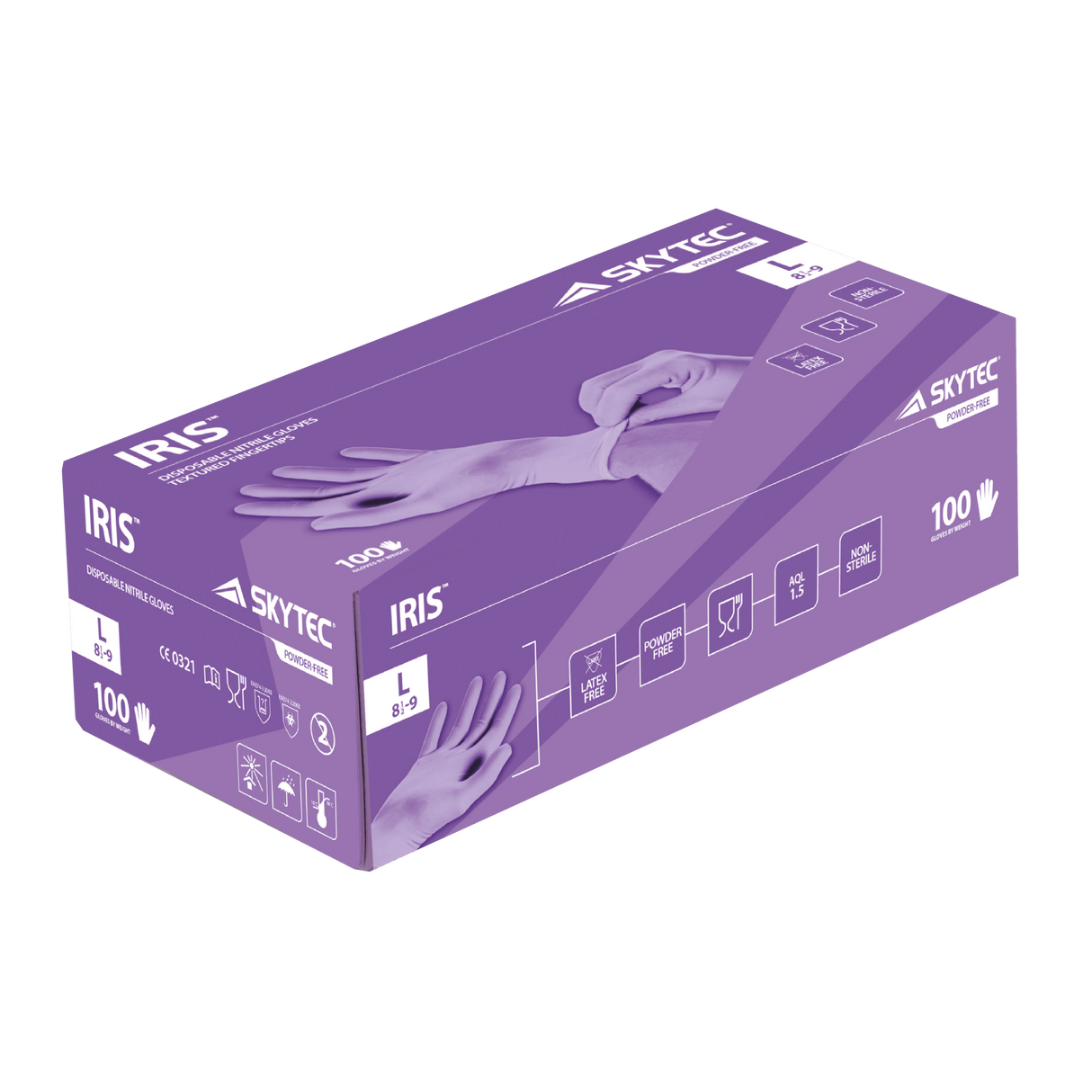 SKYTEC Iris Purple Nitrile Disposable Latex Free Gloves (BOX OF 100)