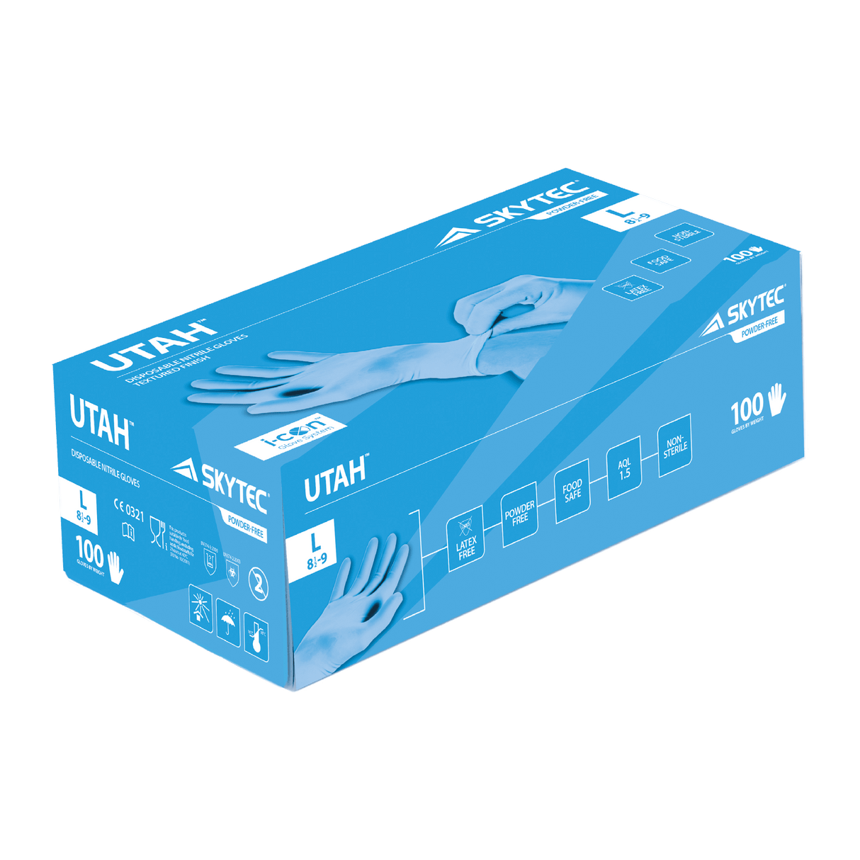 SKYTEC Utah Blue Nitrile Disposable Food Safe Latex Free Gloves (BOX OF 100)