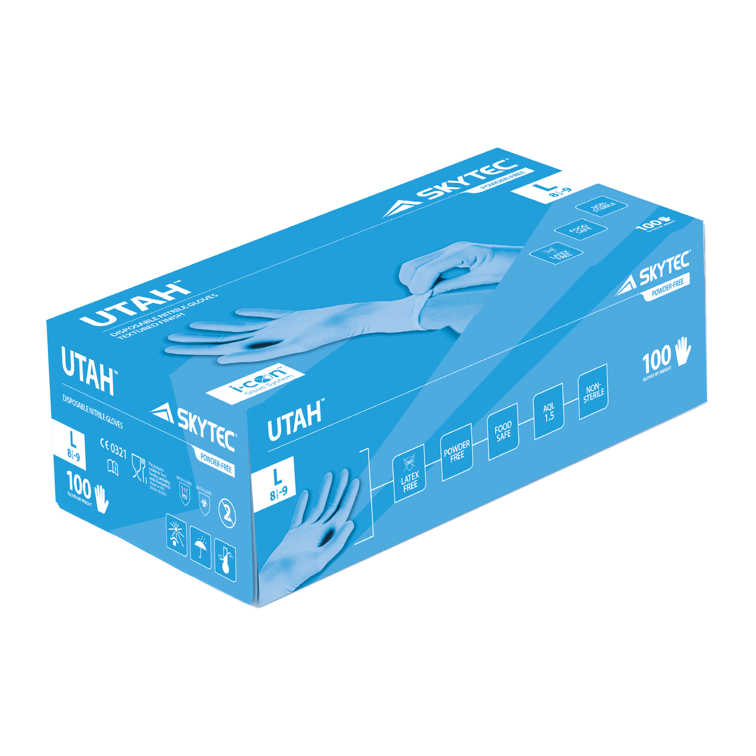 SKYTEC Utah Blue Nitrile Disposable Food Safe Latex Free Gloves (BOX OF 100)