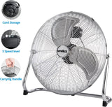 Chrome Floor Fan for Homes, Gyms, Bedrooms & Kitchens | with 3 Fan Speeds and Adjustable Tilt