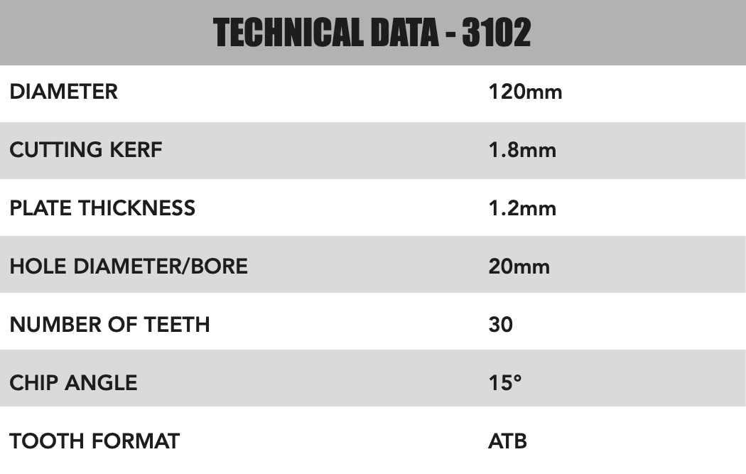 120mm x 20mm x 1.8mm 30 Tooth Circular Saw Blade