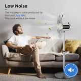 Senelux 16 Inch Metal Pedestal Floor Fan, Chrome Standing Fan with 5 Blades, Oscillating Function, 3 Speed Settings, Adjustable Height