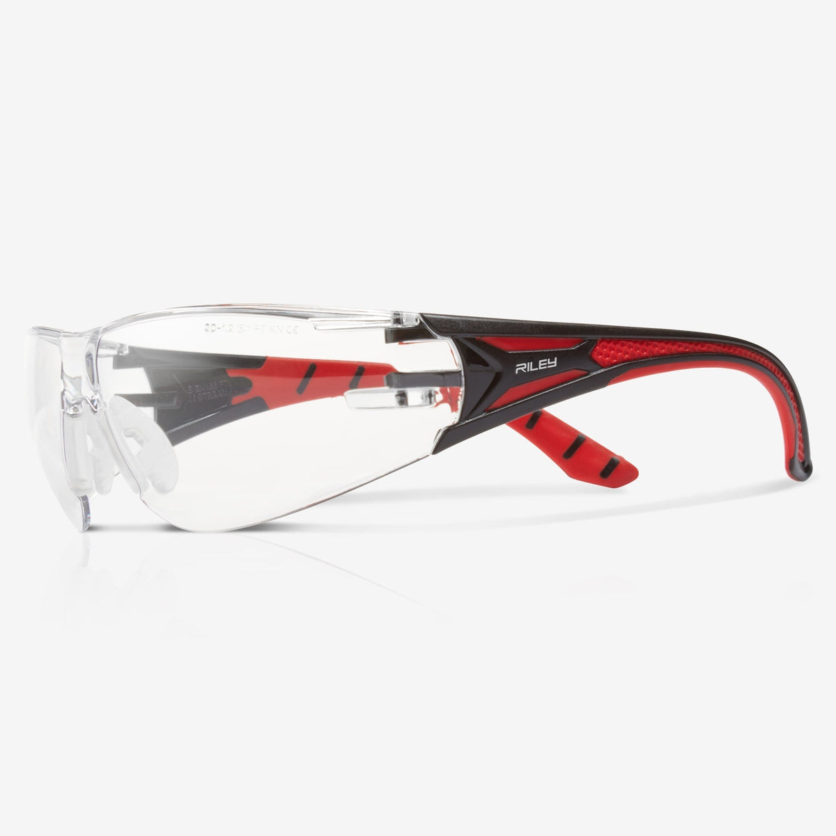 Eye Protection Riley RILEY Stream Red Frameless Metal-Free Safety Glasses with Clear Lens ...