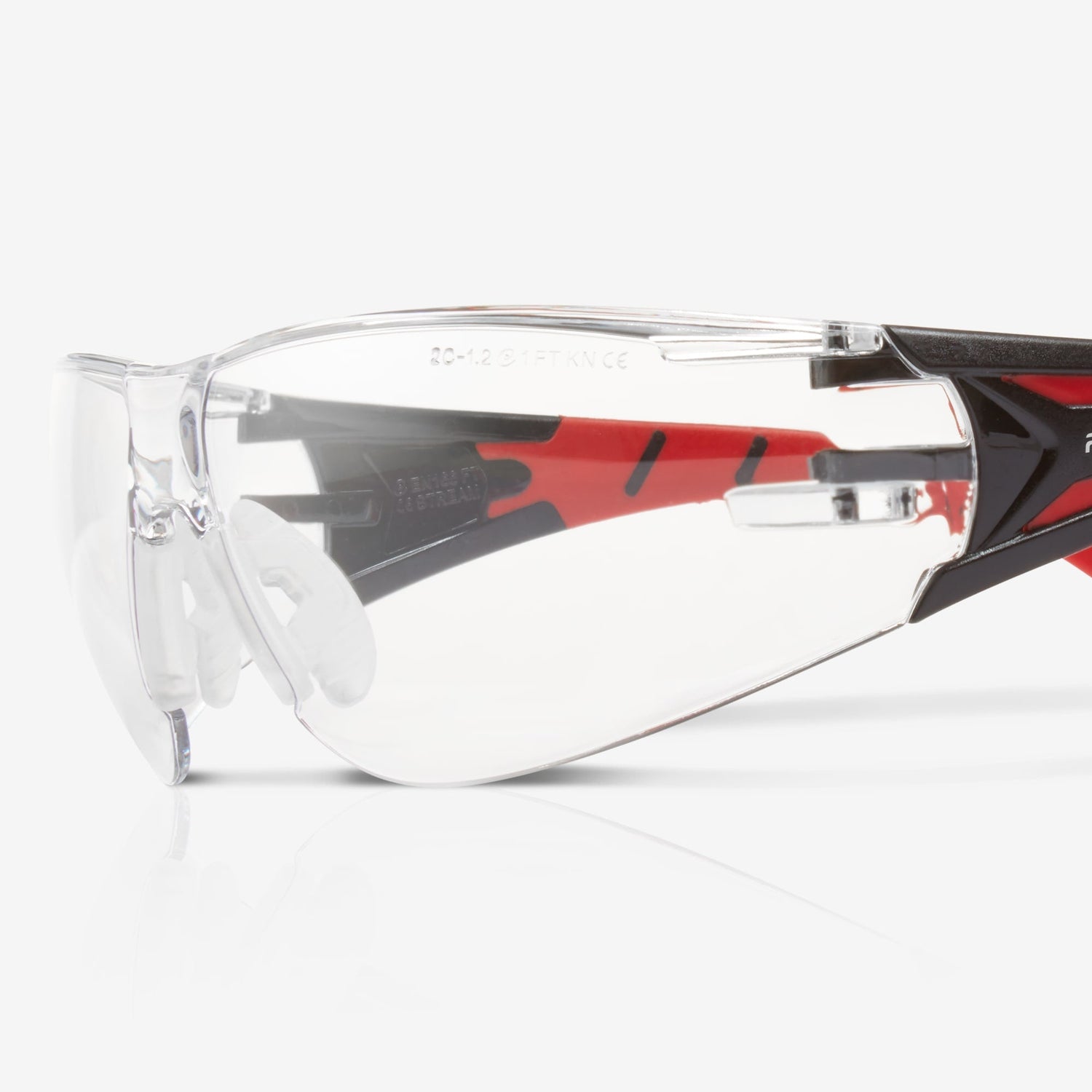 RILEY Stream Red Frameless Metal-Free Safety Glasses with Clear Lens