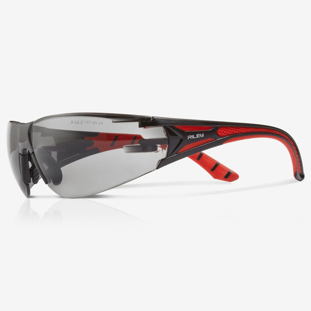 Riley Stream™ Red – Frameless, Metal-Free Safety Glasses (Grey Tint, Anti-Fog)