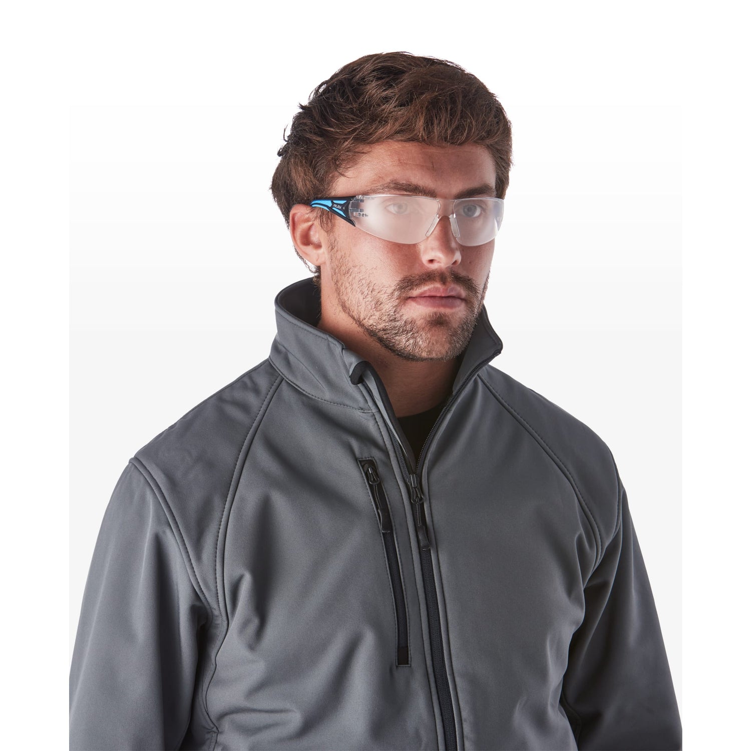 RILEY Stream Blue Frameless Metal-Free Safety Glasses with Clear Lens