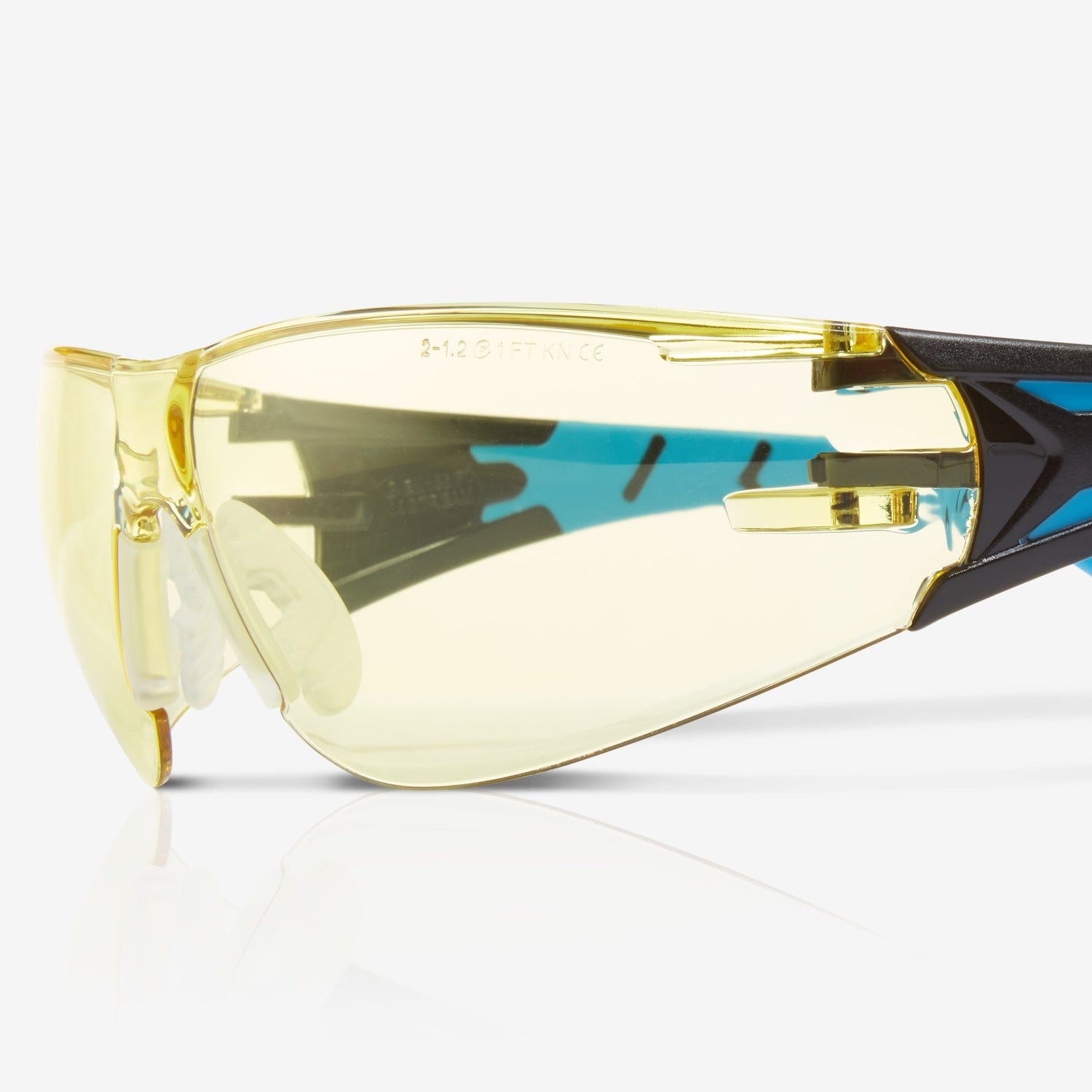 Riley Stream Blue Frameless Metal-Free Safety Glasses with Yellow Tint Lens