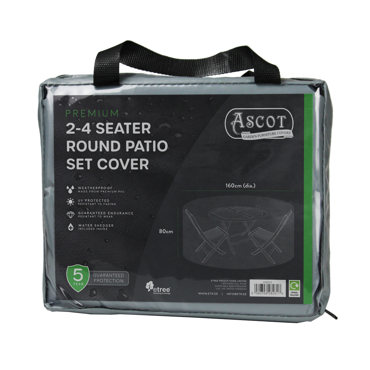 Premium Small (2-4 seater) Round Patio Set Cover - 160 (Dia.)X 80(H) cm