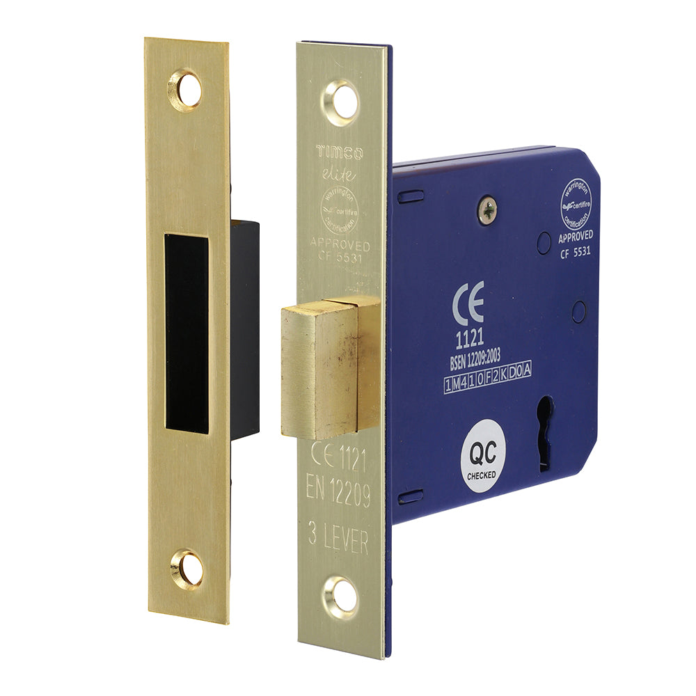 3 Lever Deadlock – Electro Brass (78mm Case / 58mm Backset)