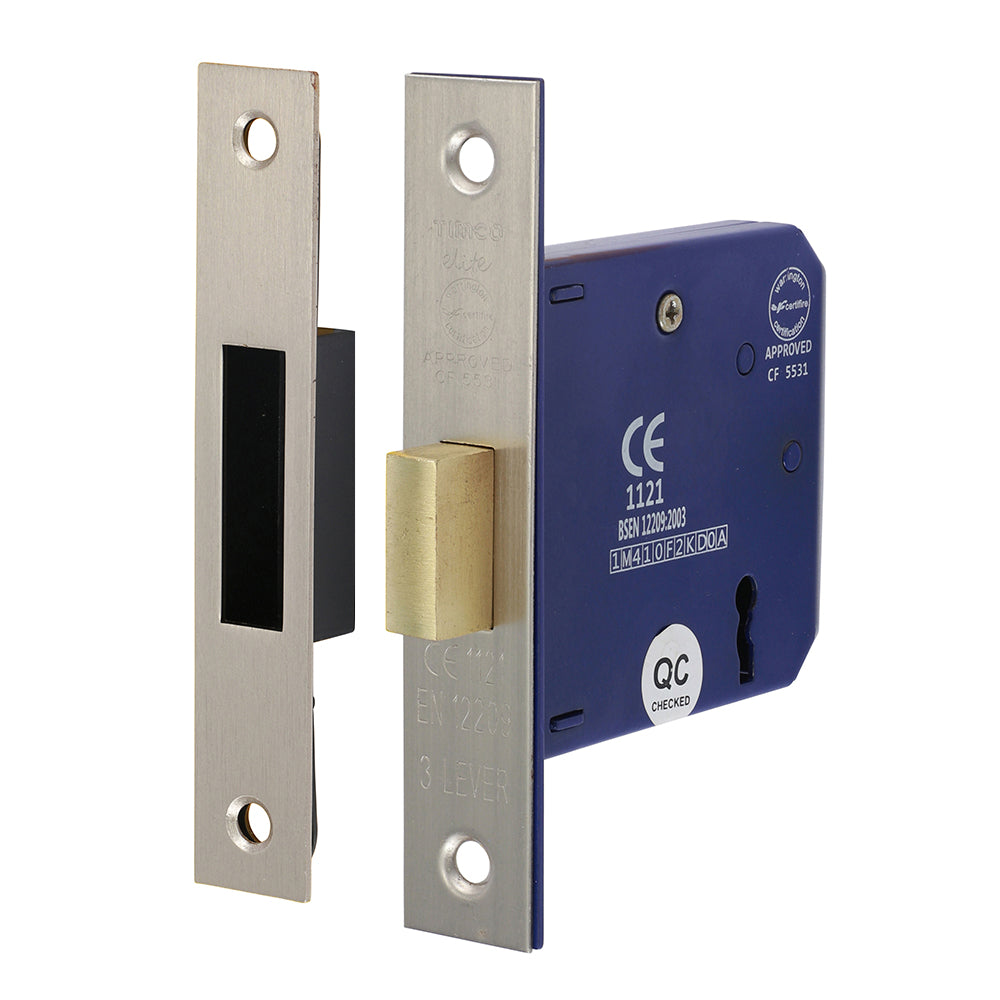 3 Lever Deadlock – Satin Nickel (78mm Case / 58mm Backset)